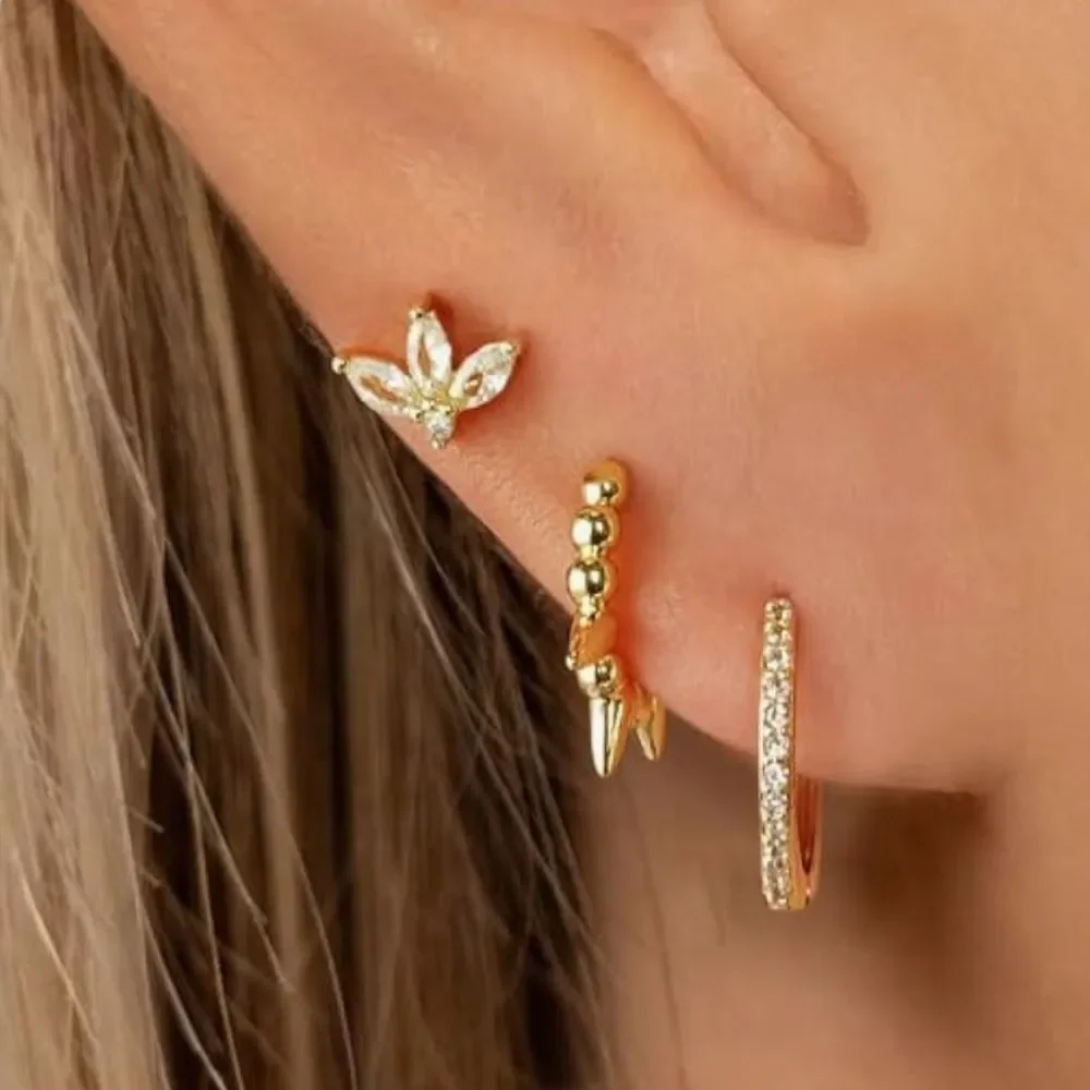 NEW 14k Gold Plated Elegant Gold Earrings Set
